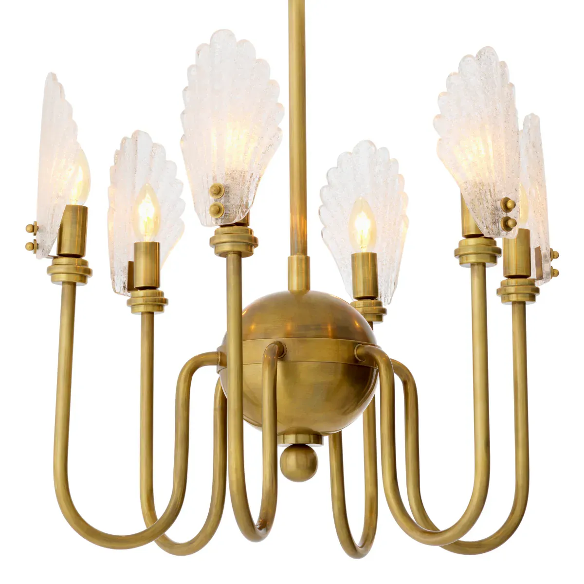 Luxury Vintage brass finish 6 lights handmade glass golden chandelier with seashell design by Luxury Group International