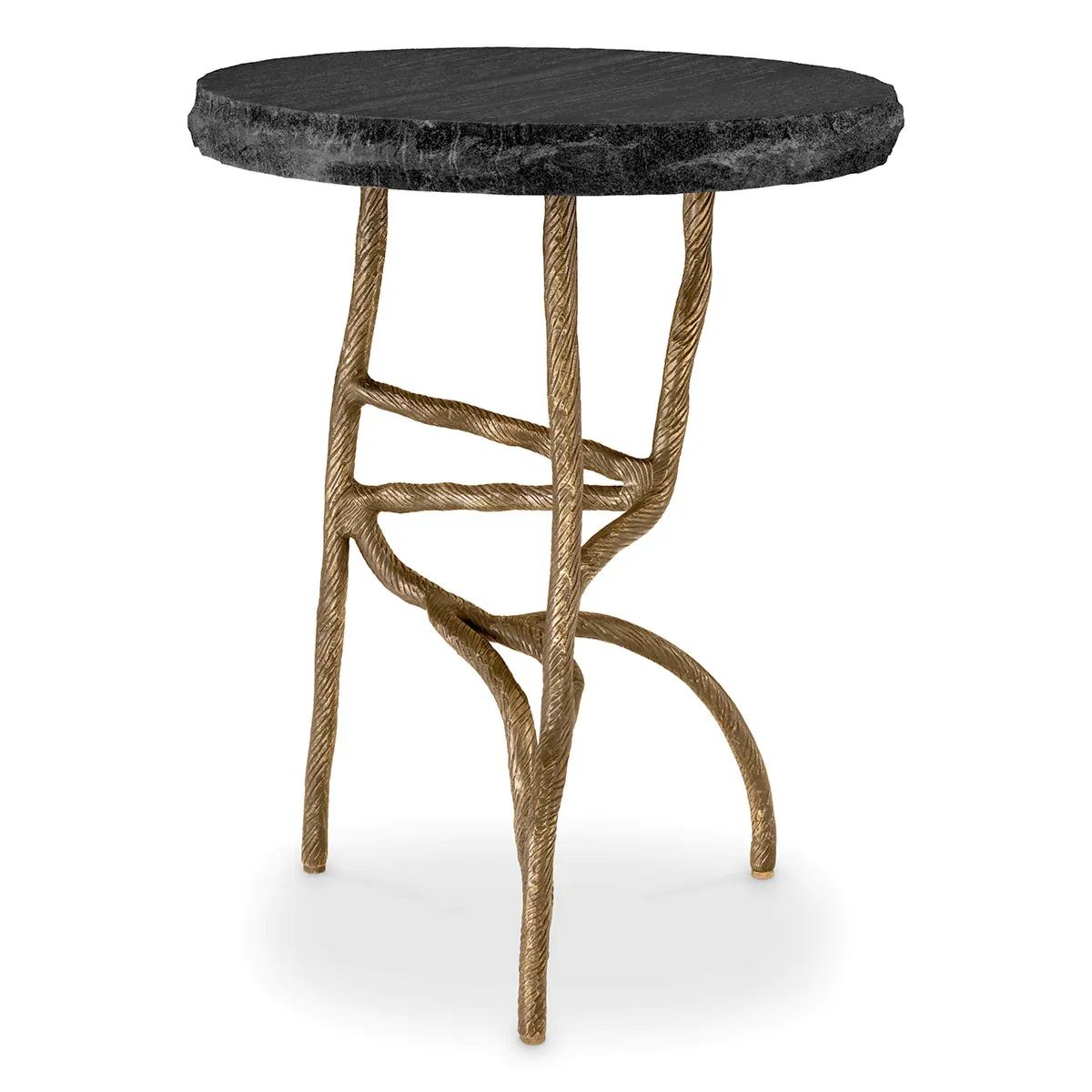 Luxury Vintage Brass Marble Round Side Table by Luxury Group International