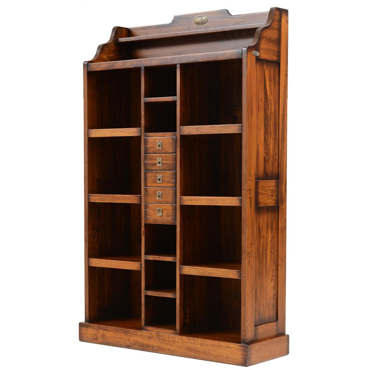 Luxury Vintage Cabinet with Central Multi-Drawer Storage & Open Display Shelving - Vintage Furniture Front View by Luxury Group International
