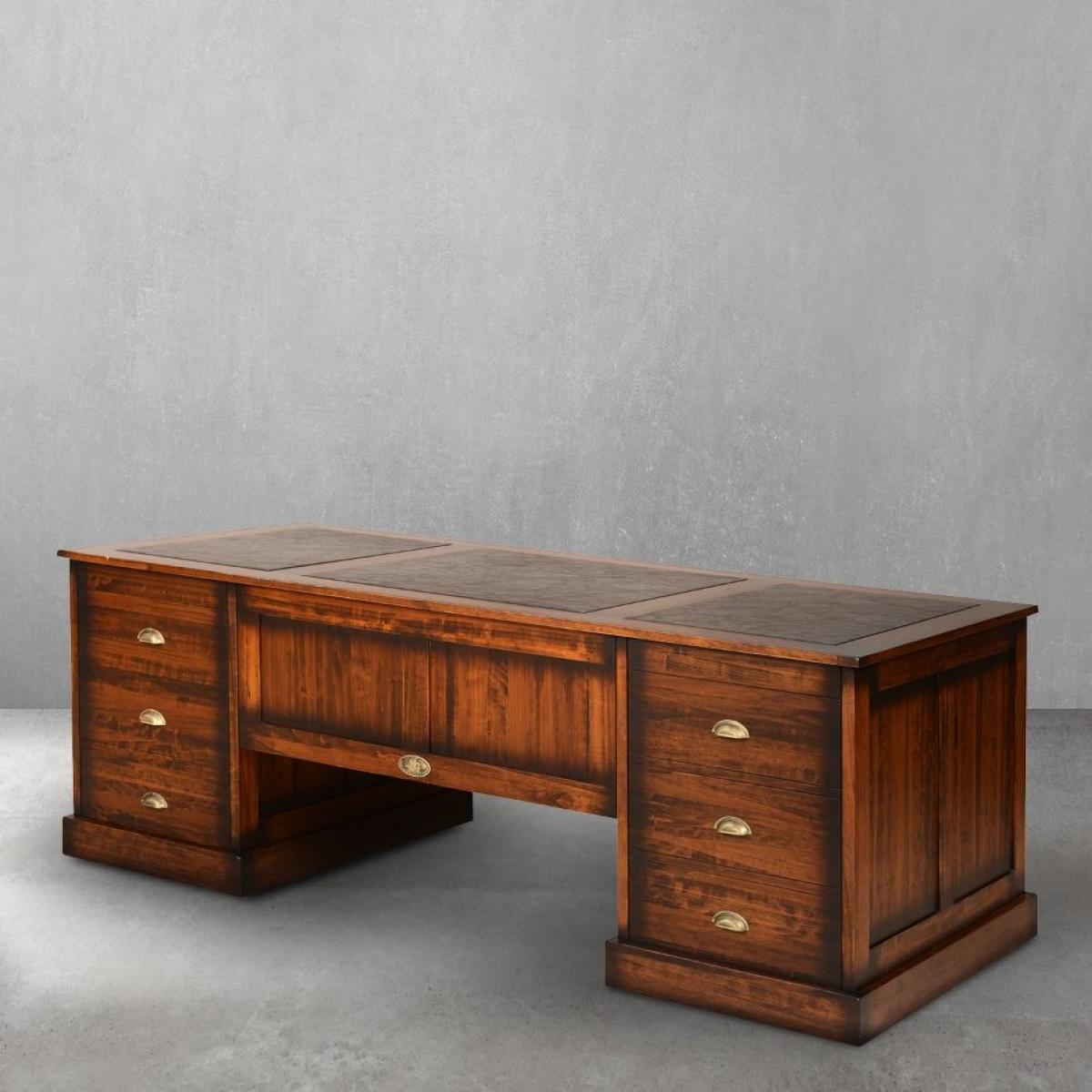 Luxury Vintage Executive Office Desk with Multi-Drawer Storage - Vintage Style Furniture Front View by Luxury Group International