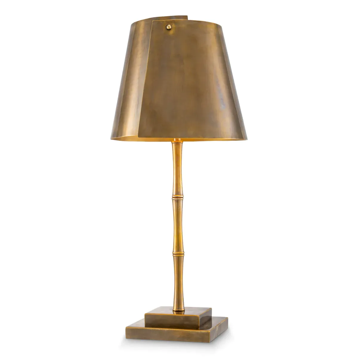 Luxury modern lamp in vintage brass finish with golden shade by Luxury Group International