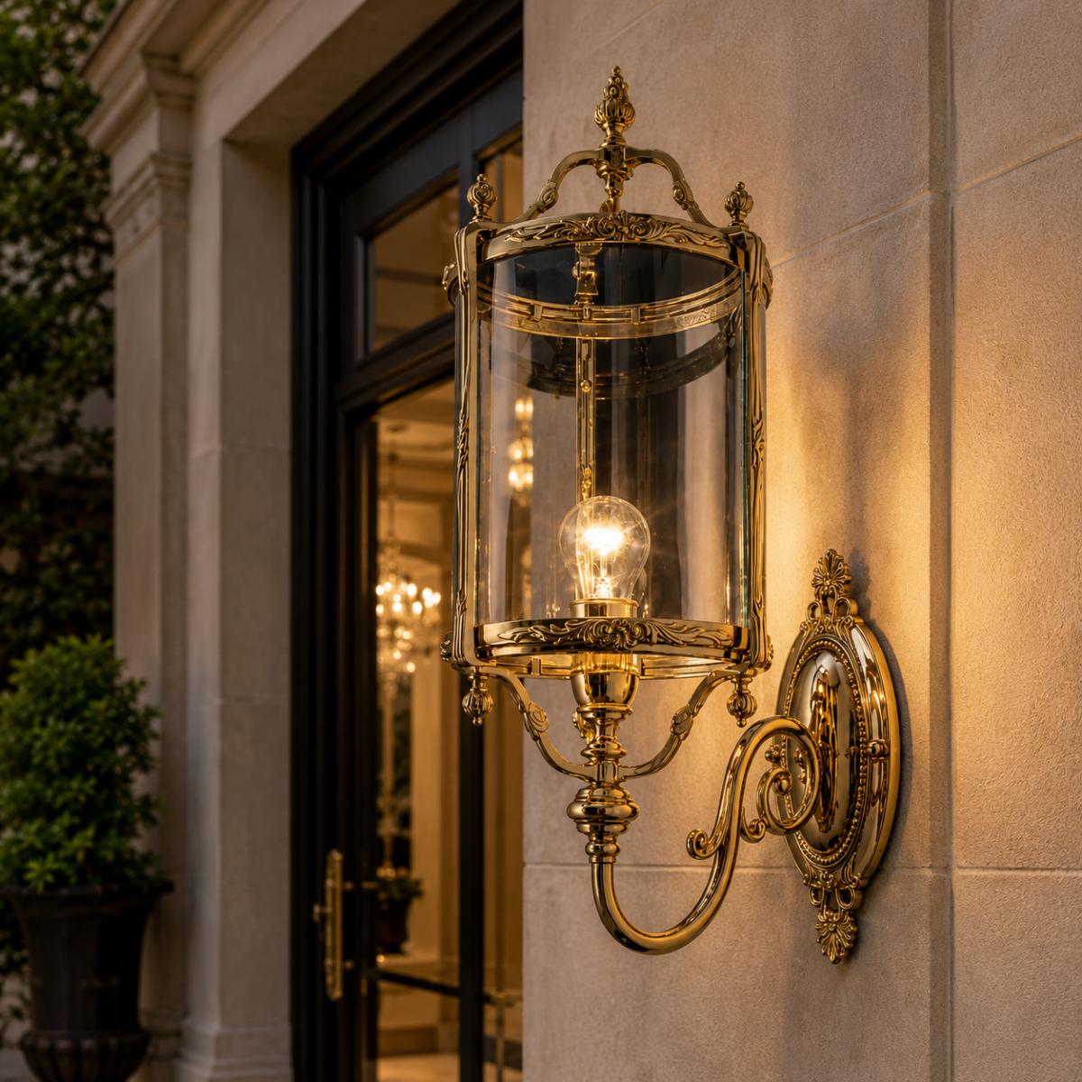 Luxury Vintage Outdoor Antique Gold Decorative Lantern Wall Light for Elegant Exteriors by Luxury Group International