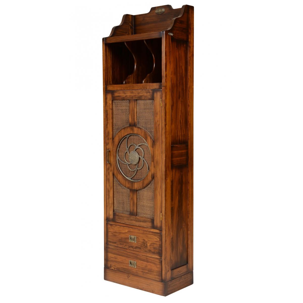 Luxury Vintage Shelve Cabinet with Cane Mesh Door - Vintage Furniture Front View by Luxury Group International