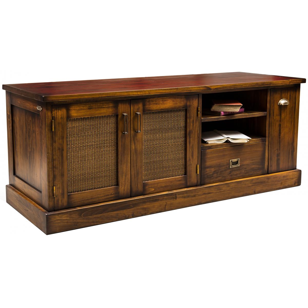 Luxury Vintage Sideboard with Cane Mesh Doors & Open Shelf Storage - Vintage Style Furniture Front View by Luxury Group International