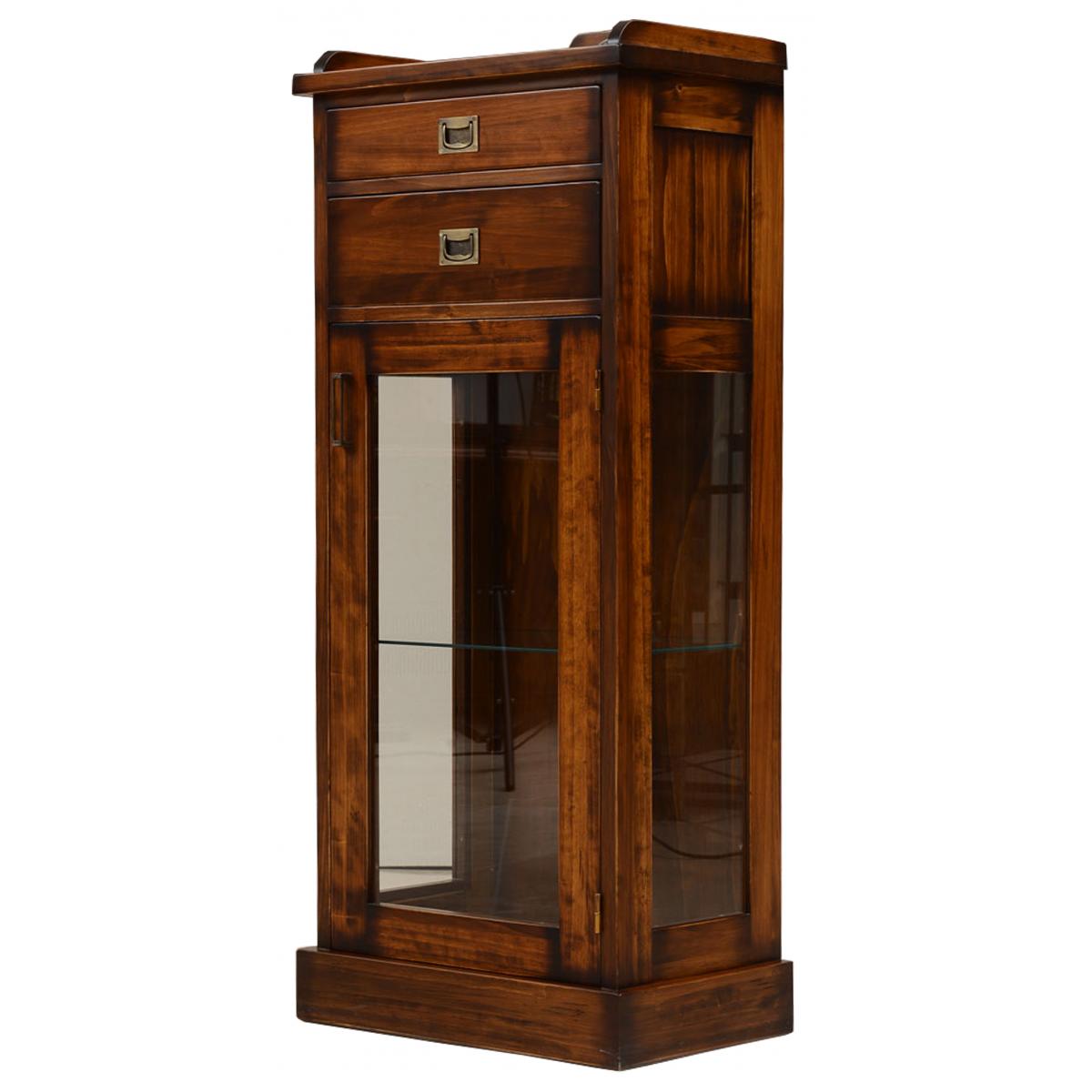 Luxury Vintage Style Display Cabinet with Glass Showcase & Dual Drawer Storage - Vintage Furniture Front View by Luxury Group International