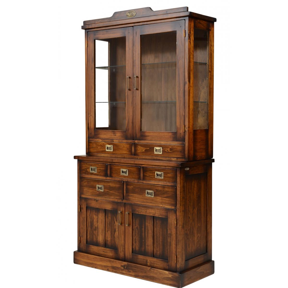 Luxury Vintage Style Display Cabinet with Multi-Drawer Base & Glass Showcase - Vintage Style Furniture Front View by Luxury Group International