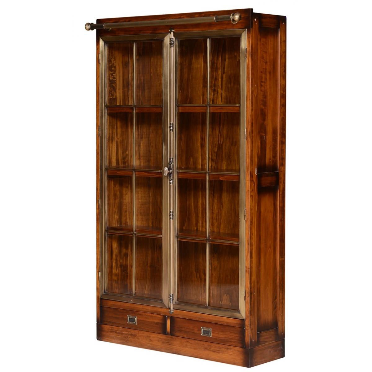 Luxury Vintage Style Wooden Display Cabinet with Dual Glass Doors & Base Drawers - Vintage Style Furniture Front View by Luxury Group International