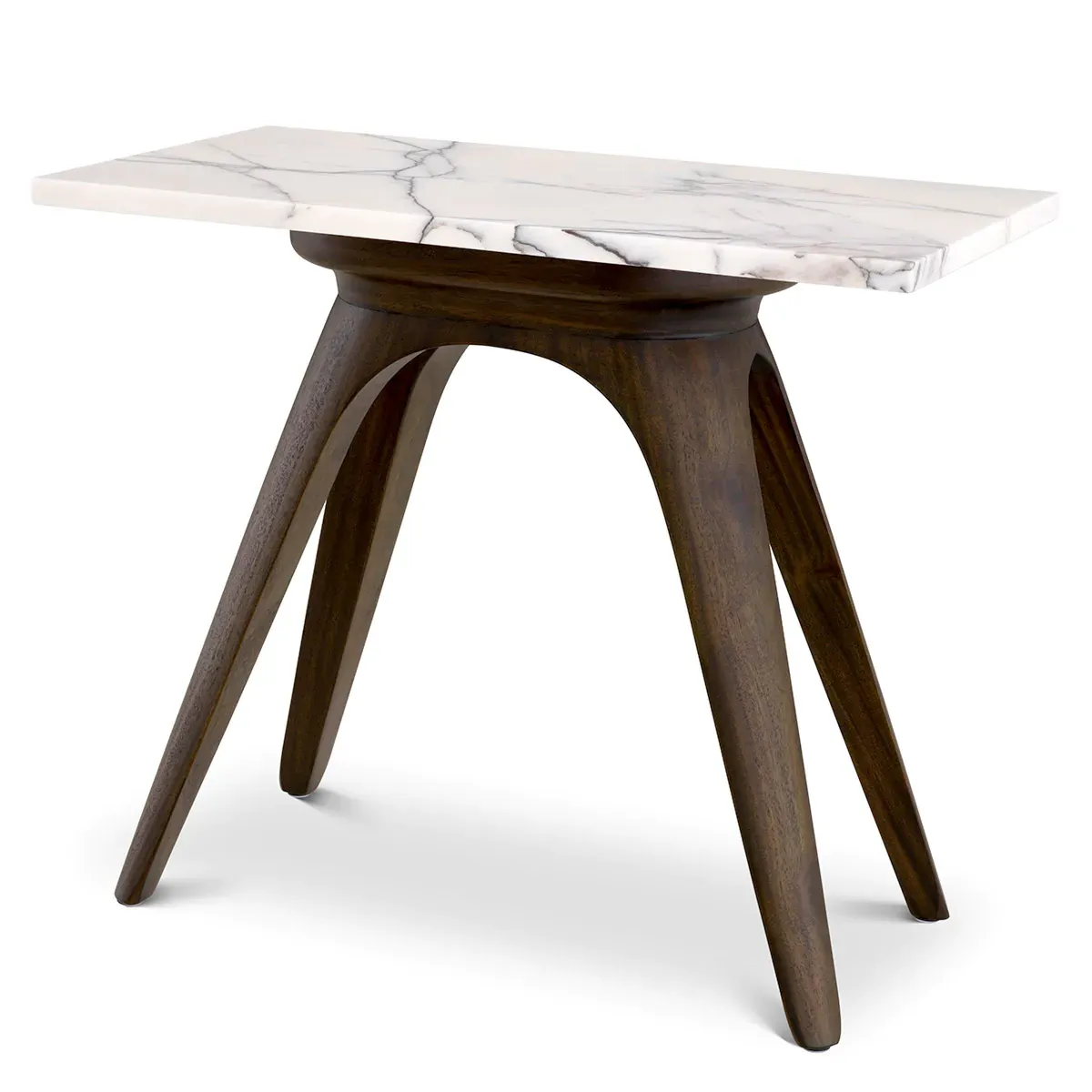 Luxury White Marble Rectangular Wooden Base Side Table by Luxury Group International