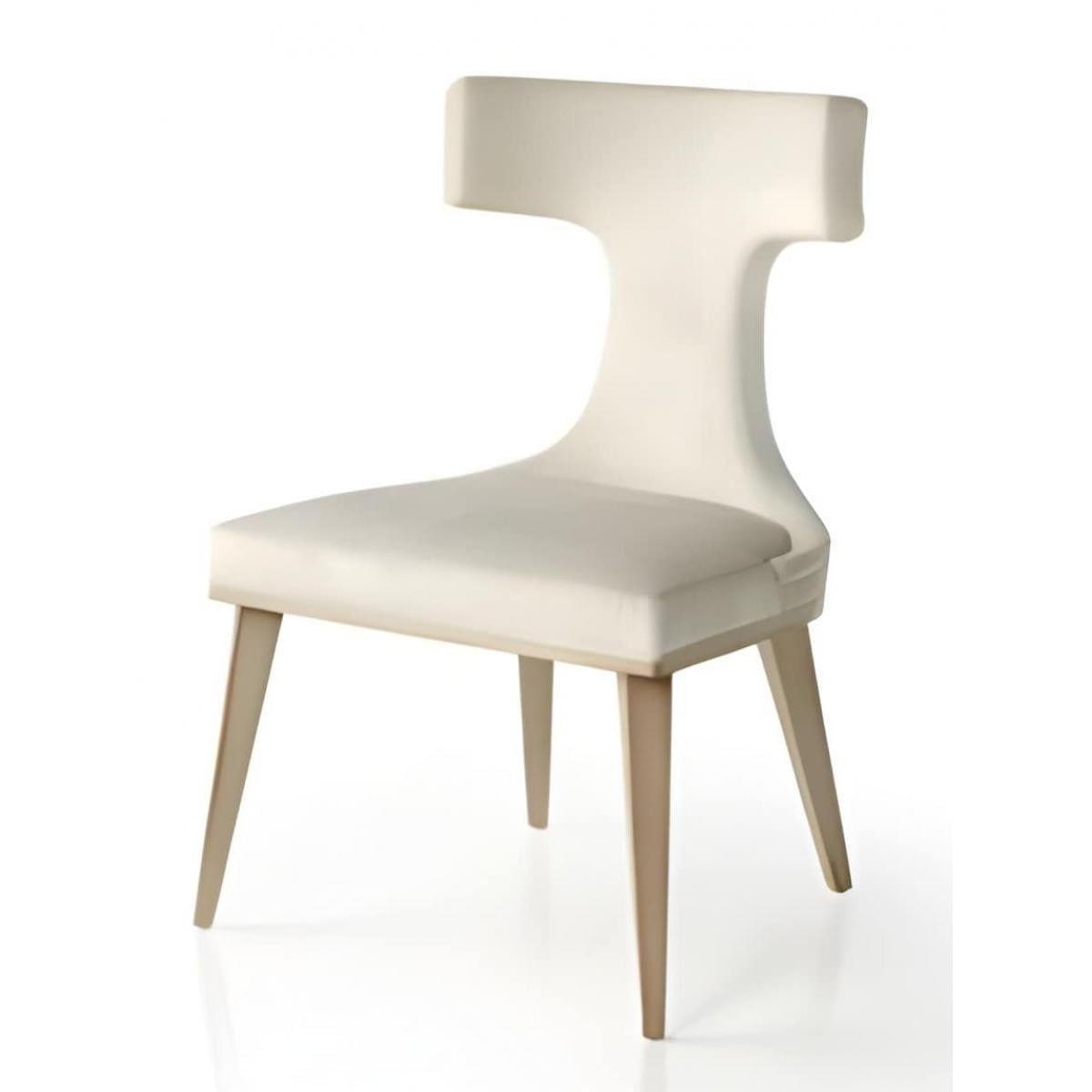 Luxuriöser weißer gepolsterter Esszimmerstuhl mit geformter Rückenlehne und T-Shape-Silhouette von Luxury Group International