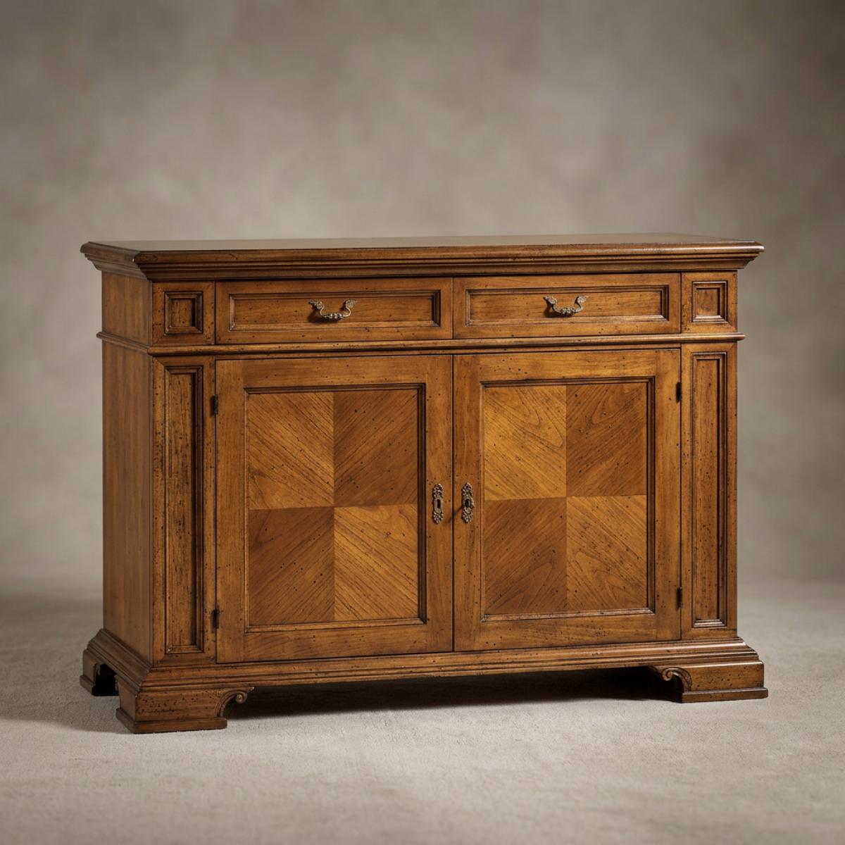 Luxus Holz Barock Sideboard mit Geometrischen Furniertüren und Doppel-Schubladenaufbewahrung – Barock Möbel Vorderansicht von Luxury Group International