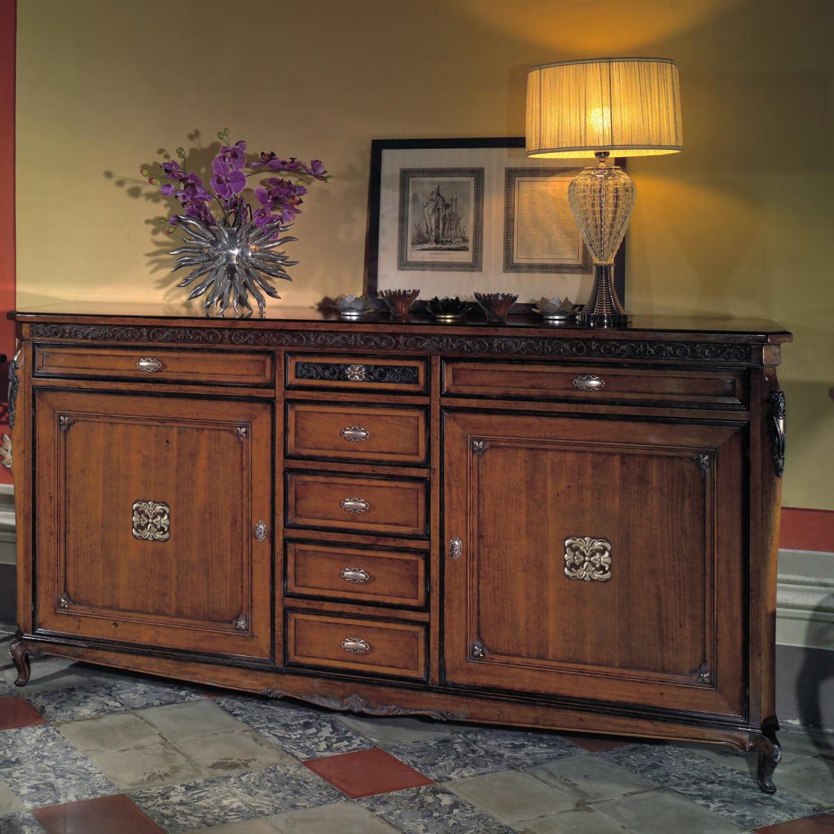 Luxus Holz Barock Sideboard mit Mehreren Schubladen & Aufbewahrungsschrank – Barock Möbel Vorderansicht von Luxury Group International