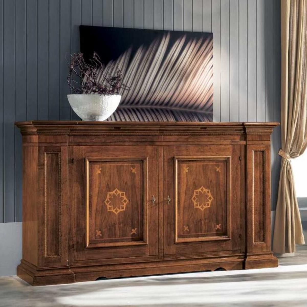 Luxuriöses Barock-Sideboard aus Holz mit Sternmotiv-Einlegearbeit und gerahmten Türpanelen – Barockmöbel Vorderansicht von Luxury Group International