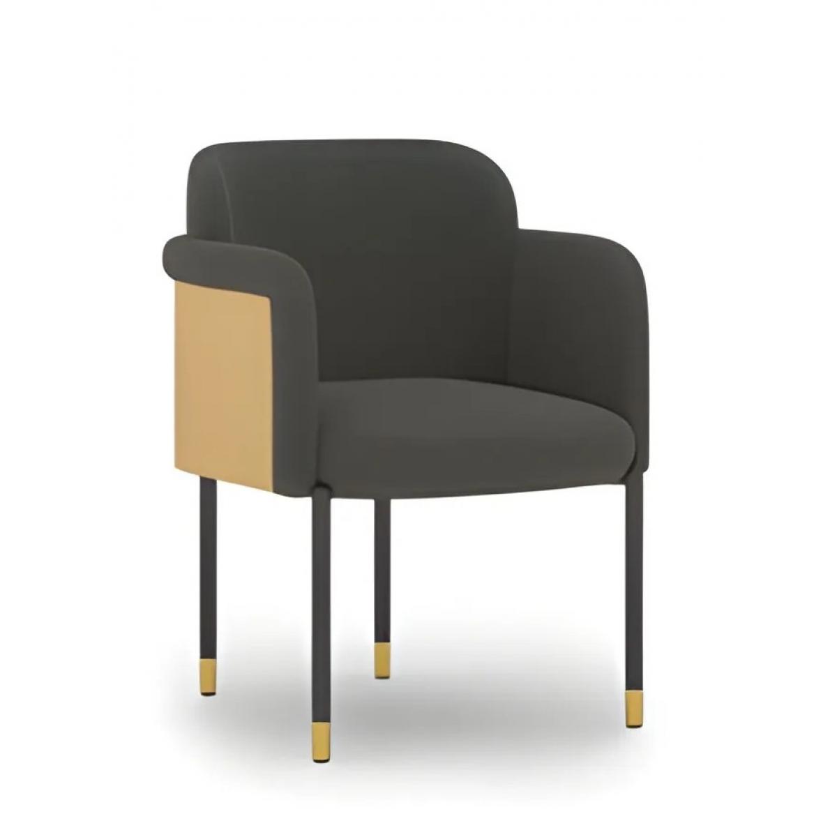 Luxury Yellow & Black Upholstered Wooden Dining Chair Side View by Luxury Group International