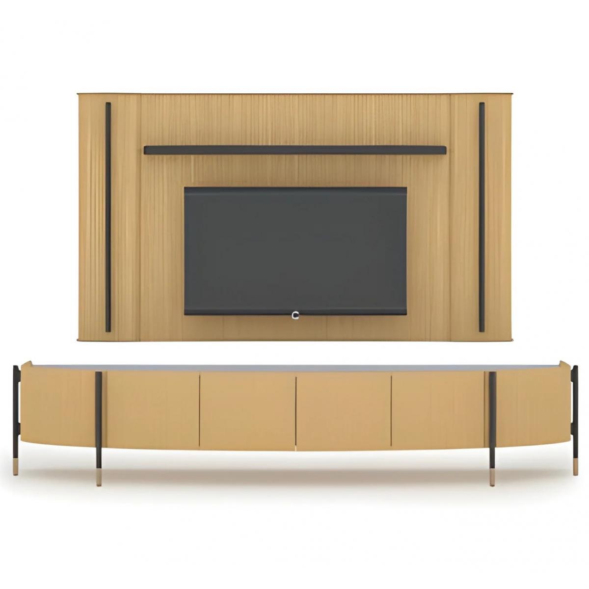 Meuble TV de luxe moderne en bois jaune et noir mat par Luxury Group International