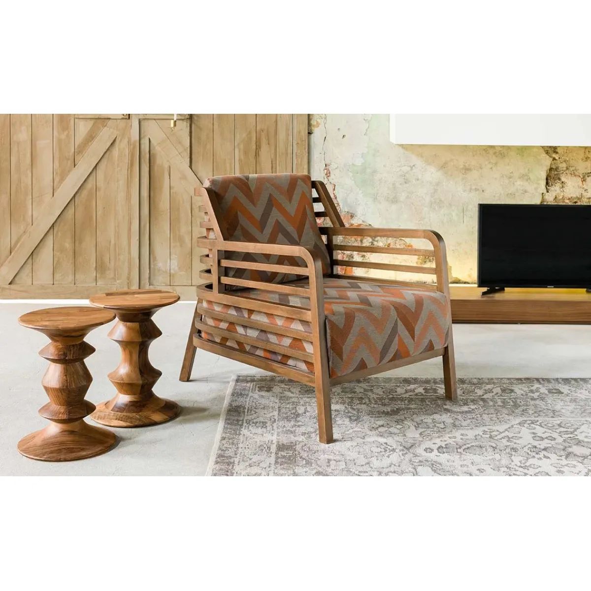 Luxury Zigzag Upholstered Wooden Lounge Armchair with Solid Wood Frame--Luxury Armchair by Luxury Group International