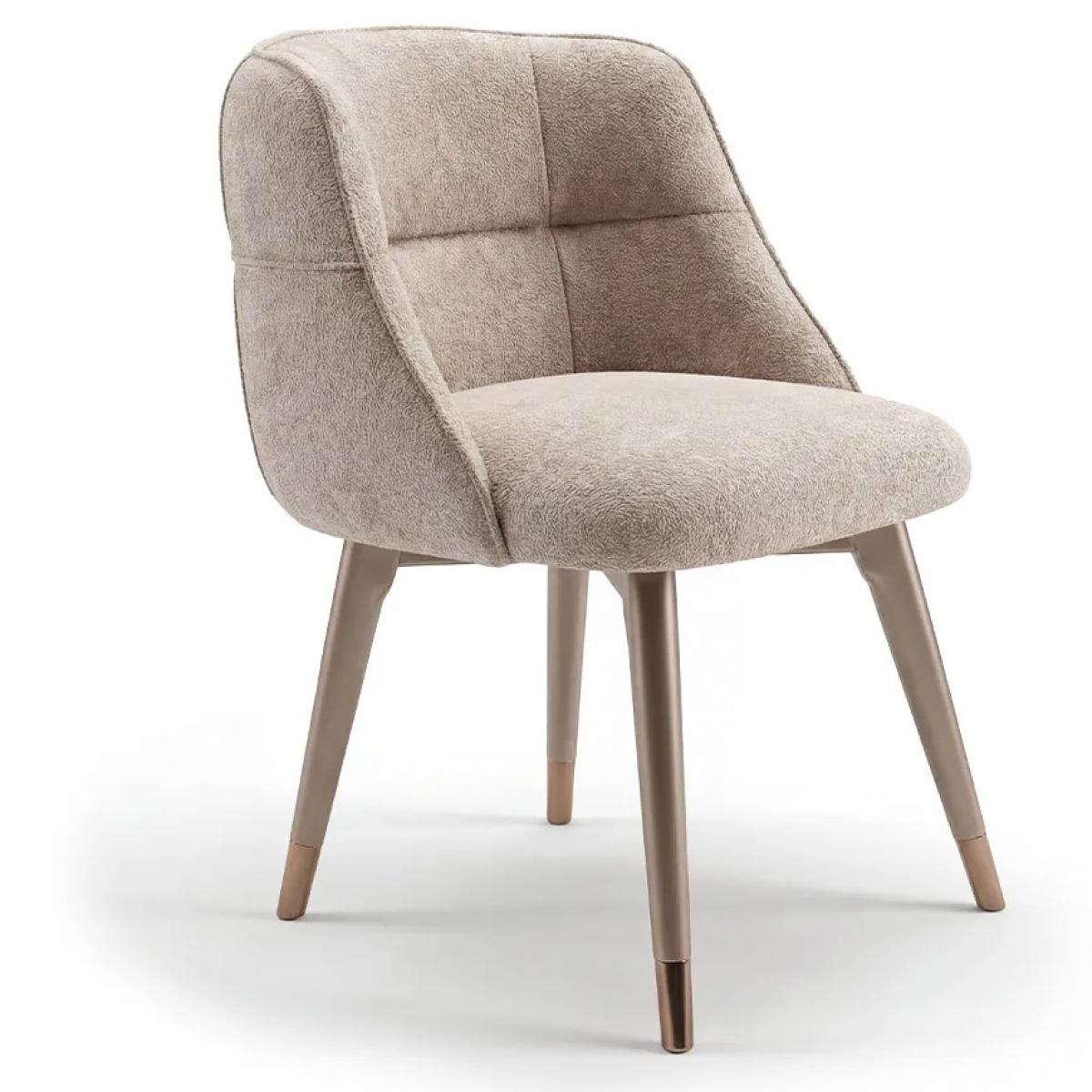 Light beige upholstered elegant modern luxury dining chair with paneled back by Luxury Group International