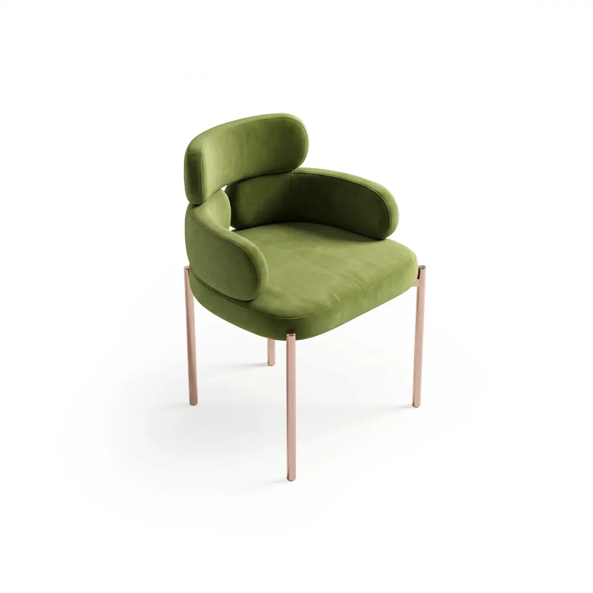 Olive green velvet luxury modern upholstered dining chair by Luxury Group International