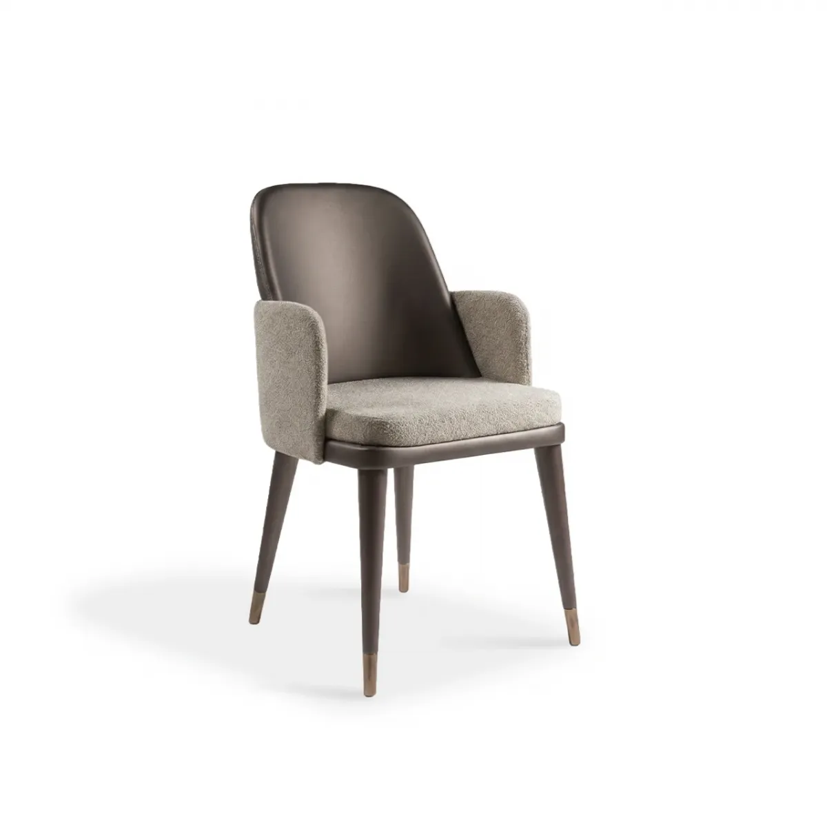 Cream & Brown leather upholstered luxury modern dining chair by Luxury Group International