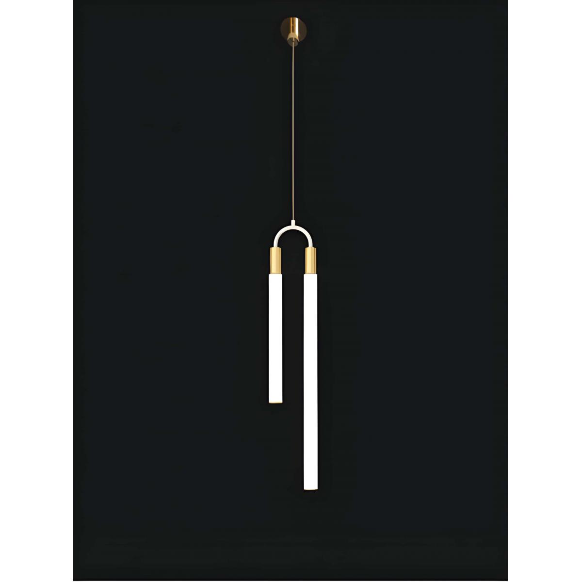 Moderne Doppelrohr-Pendelleuchte aus Messing in Gold von Luxury Group International