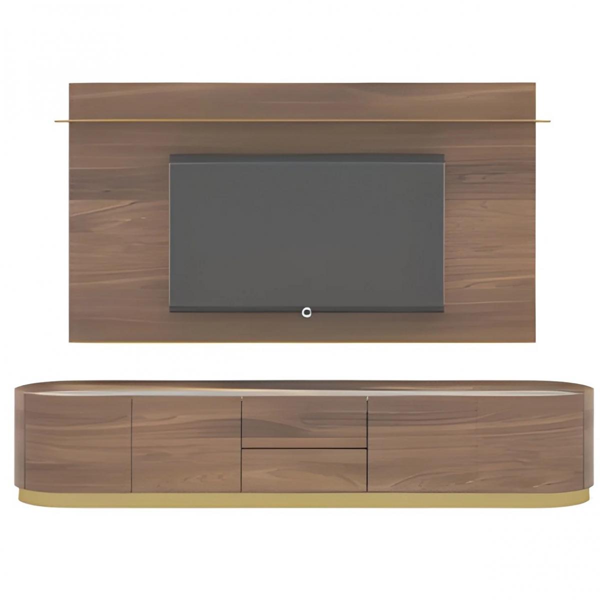 Meuble TV de luxe moderne en placage de bois massif marron par Luxury Group International