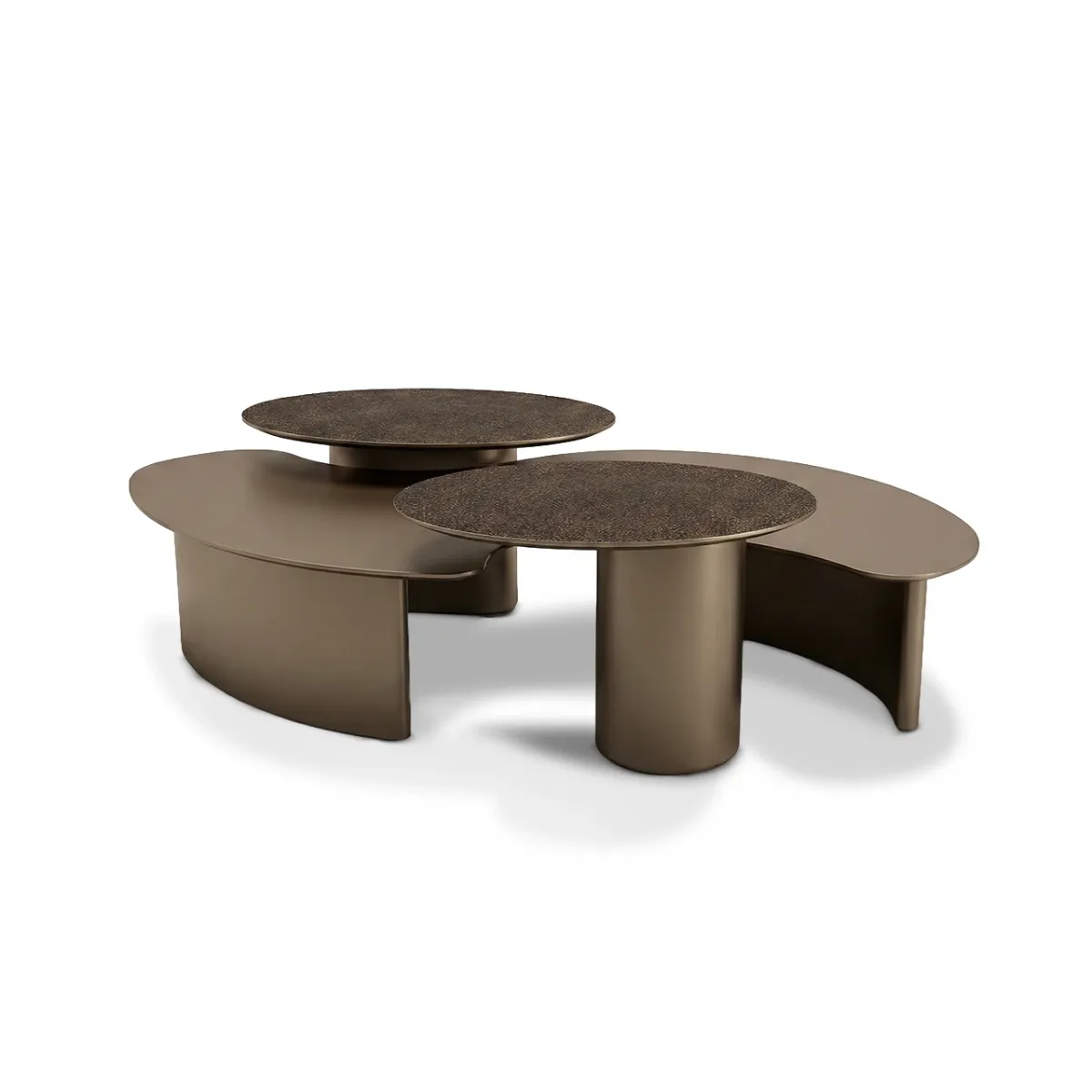 Brown & Antique Gold Luxury Bronze Modern Coffee Table Set by Luxury Group International