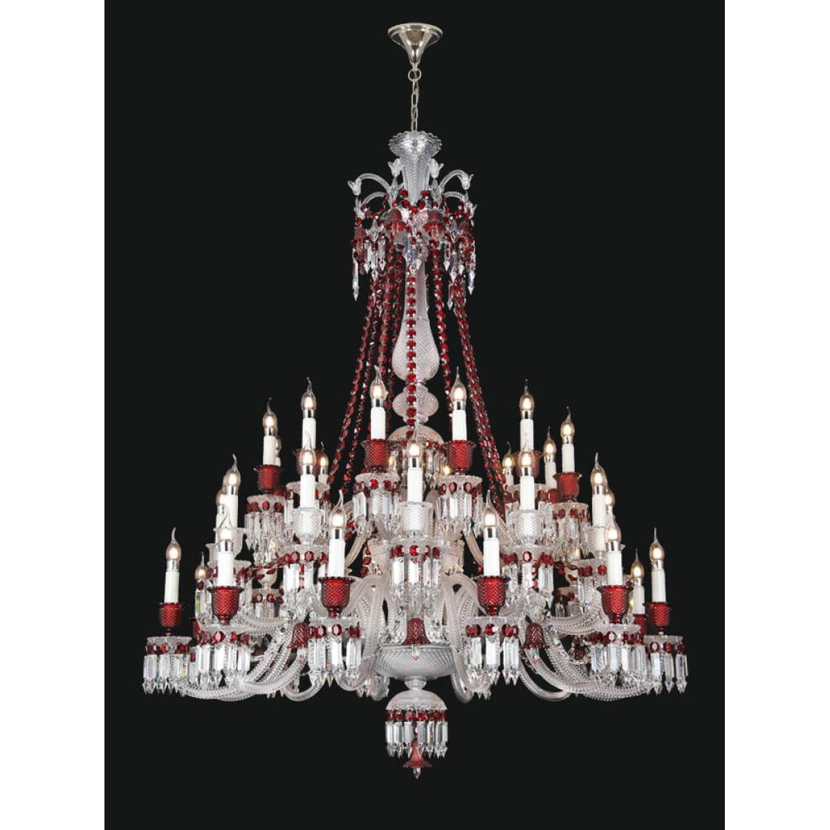 36 Lights Modern Red & White Crystal Glass Luxury Chandelier by Luxury Group International