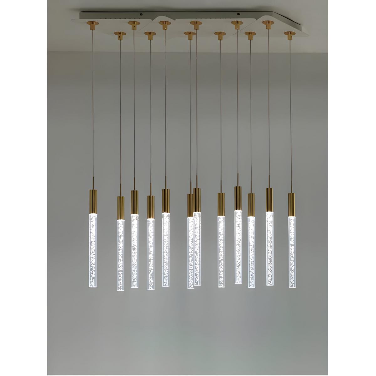 Multi-Drop Kristall Gel LED Pendelleuchte mit goldenem Finish Luxus Kronleuchter von Luxury Group International
