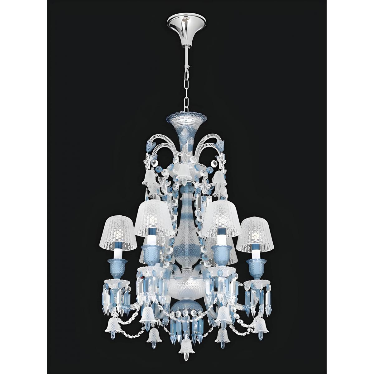 Luxus 6-flammiger Kronleuchter aus klarem Glas im italienischen klassischen Kristalldesign von Luxury Group International