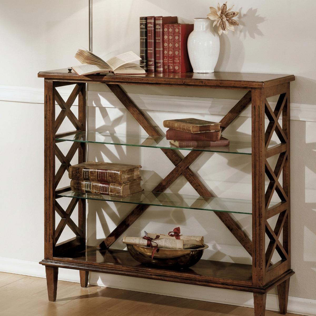 Open Frame Wooden Luxury Sideboard with Crystal Shelves - Baroque Furniture Front View by Luxury Group International