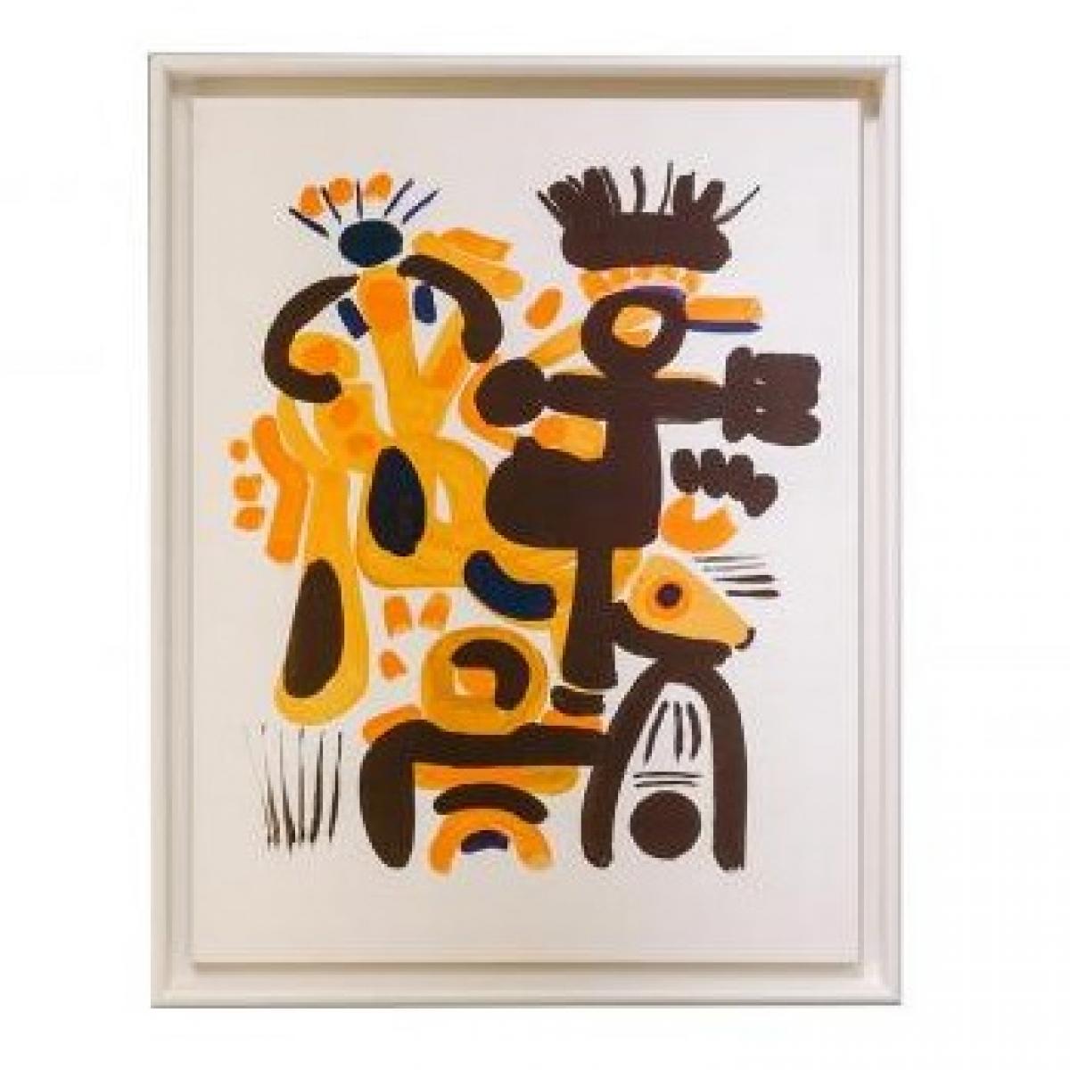 Orange & Black Luxury Contemporary Abstract Wall Art with Shapes by Luxury Group International