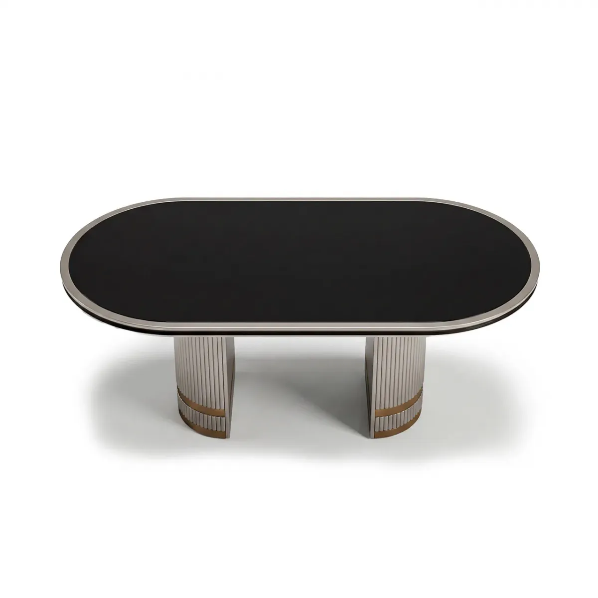 Luxury Contemporary Dining Table in Black & Silver Finish with Oval Tabletop by Luxury Group International
