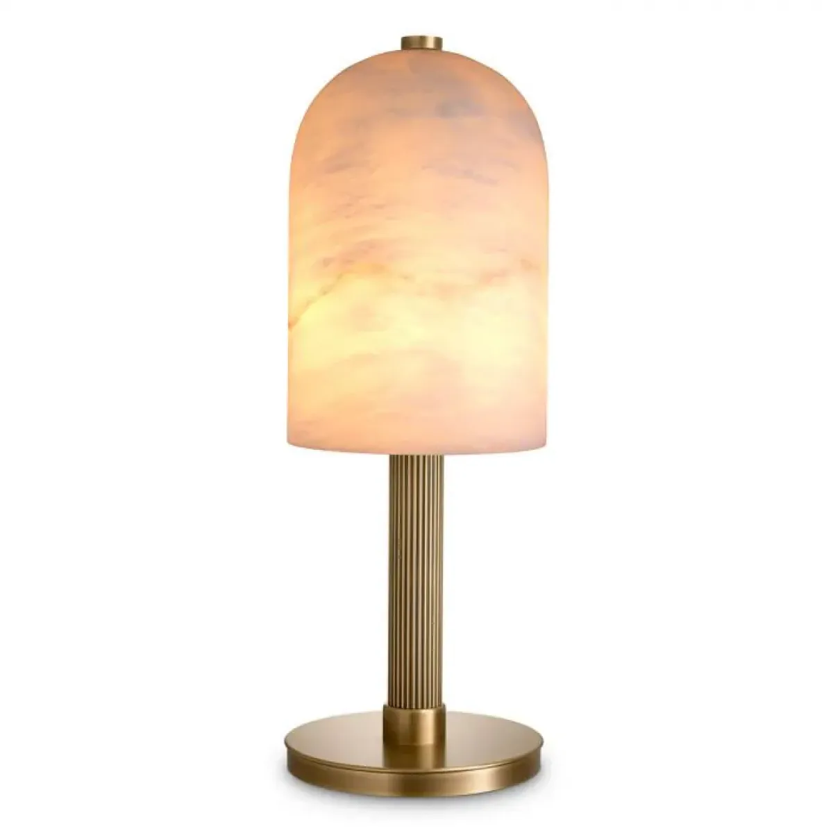 White Marble Luxury Modern Lamp in Antique Brass with Frosted Dome Shade by Luxury Group International