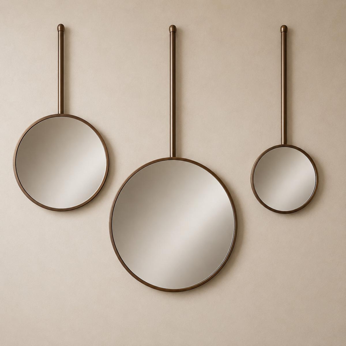 Luxury modern metal frame round wall mounted mirror set of 3 by Luxury Group International