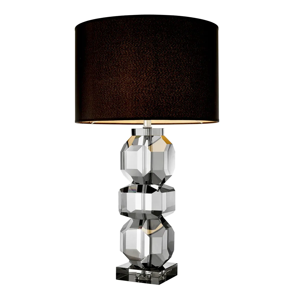 Schwarzer Schirm Rauchkristallglas Luxus moderne Tischlampe von Luxury Group International