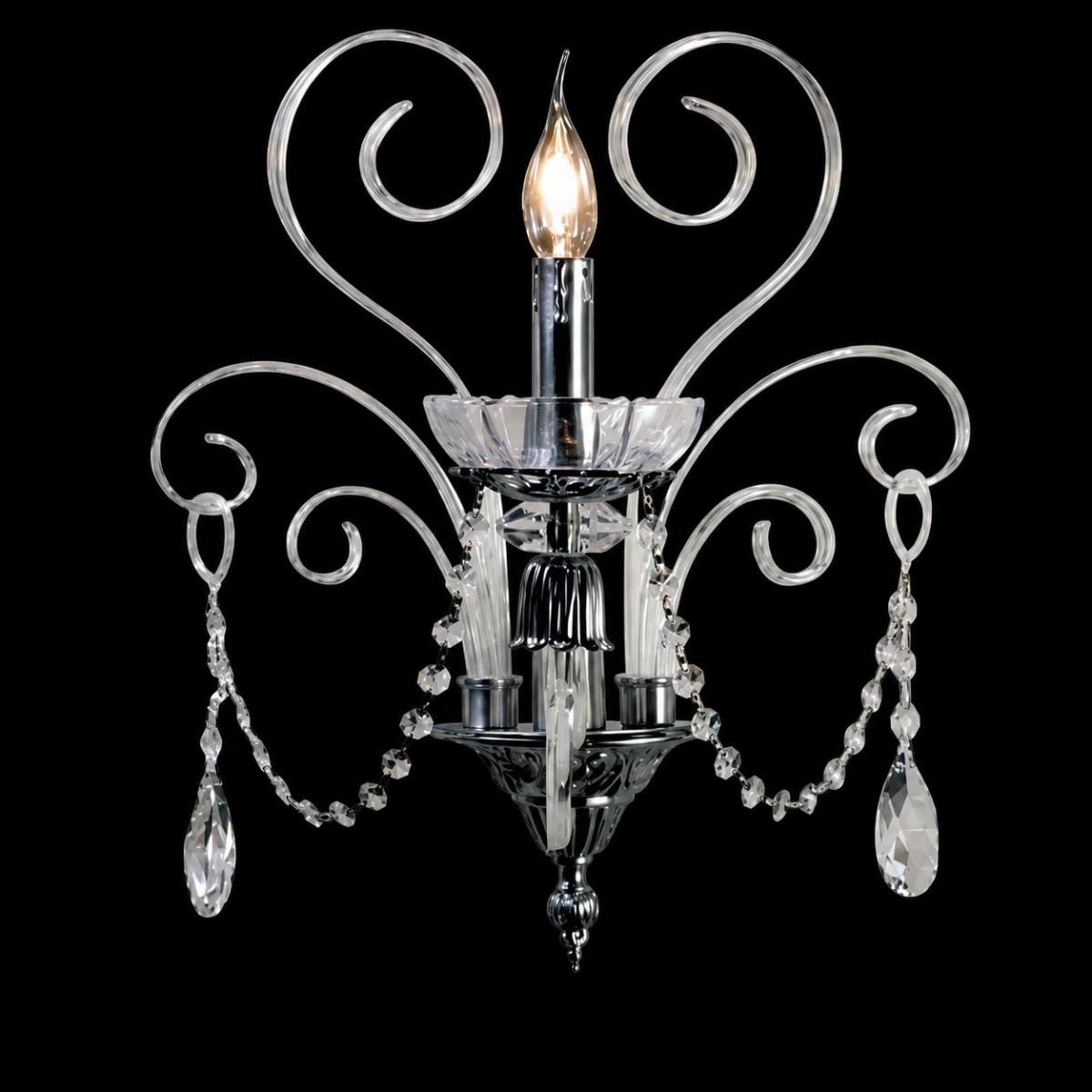 Luxury Crystal Wall Lamp with Chrome Finish for Elegant Interior Spaces by Luxury Group International