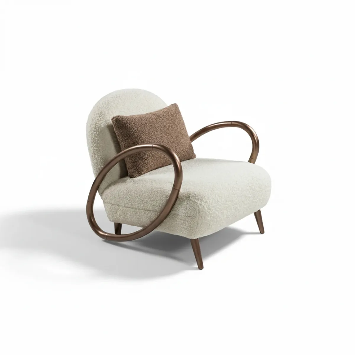 White Upholstered Luxury Modern Armchair with Bronze Frame by Luxury Group International