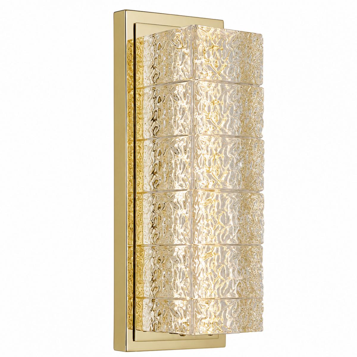 Luxuriöse goldene Kristall-Wandleuchte mit strukturierter Oberfläche und rechteckigem LED-Design von Luxury Group International