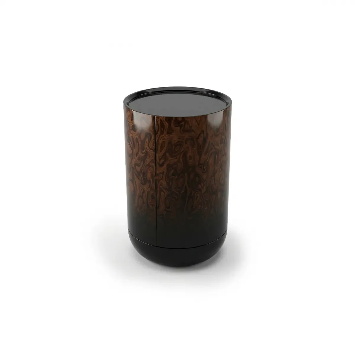 Luxury Modern Cylindrical Side Table with Dark Wood Veneer Finish by Luxury Group International