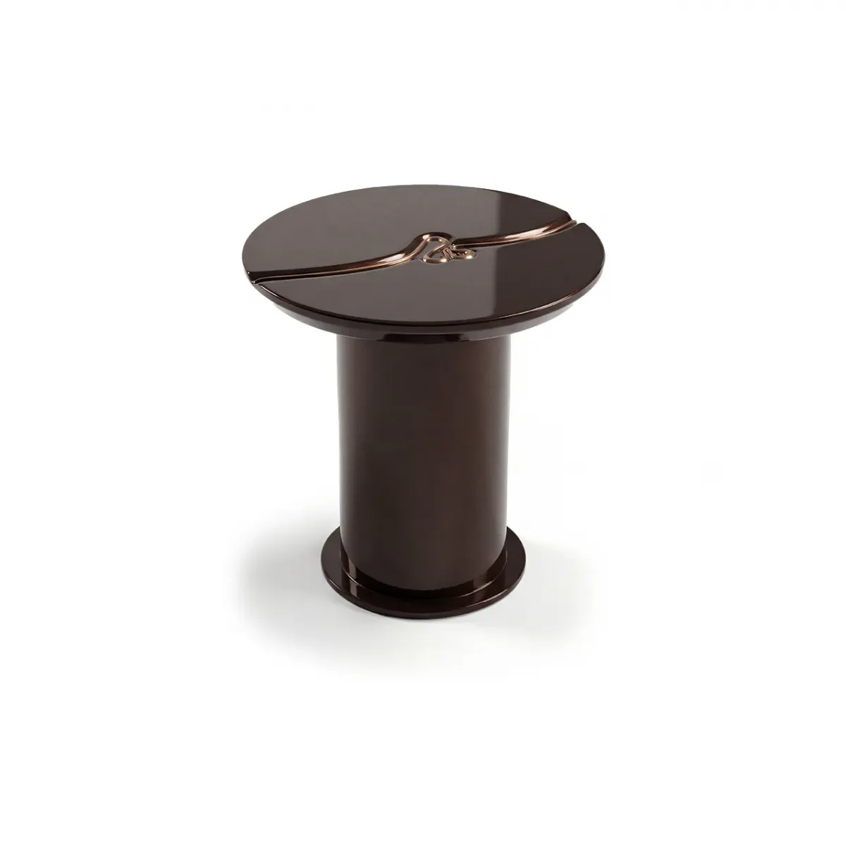Dark Brown Round Wooden Side Table by Luxury Group International