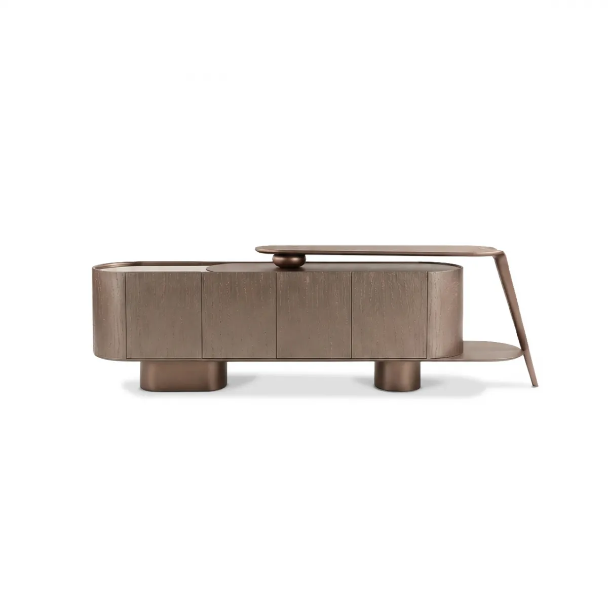 Brown Luxury Modern Wood Sideboard Cabinet with Bronze Accents by Luxury Group International