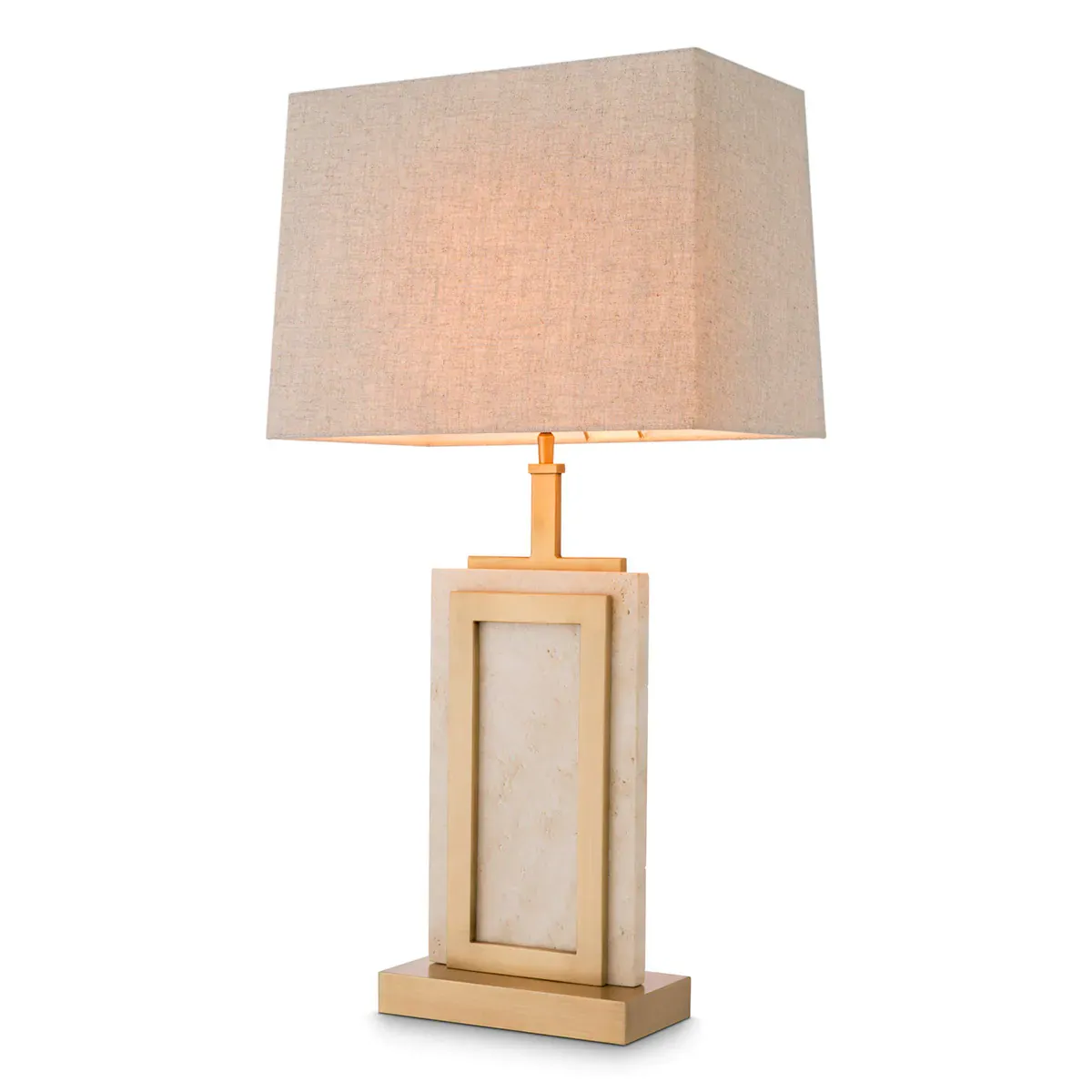 White Marble Modern Galvanized Luxury Table Lamp With Golden Base by Luxury Group International