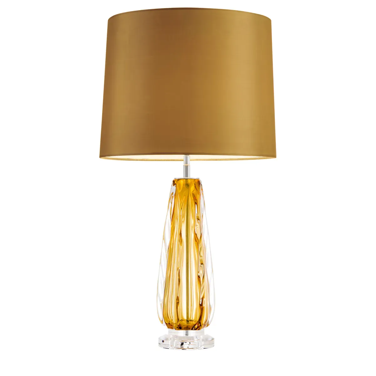 Yellow glass modern luxury table lamp with yellow shade by Luxury Group International