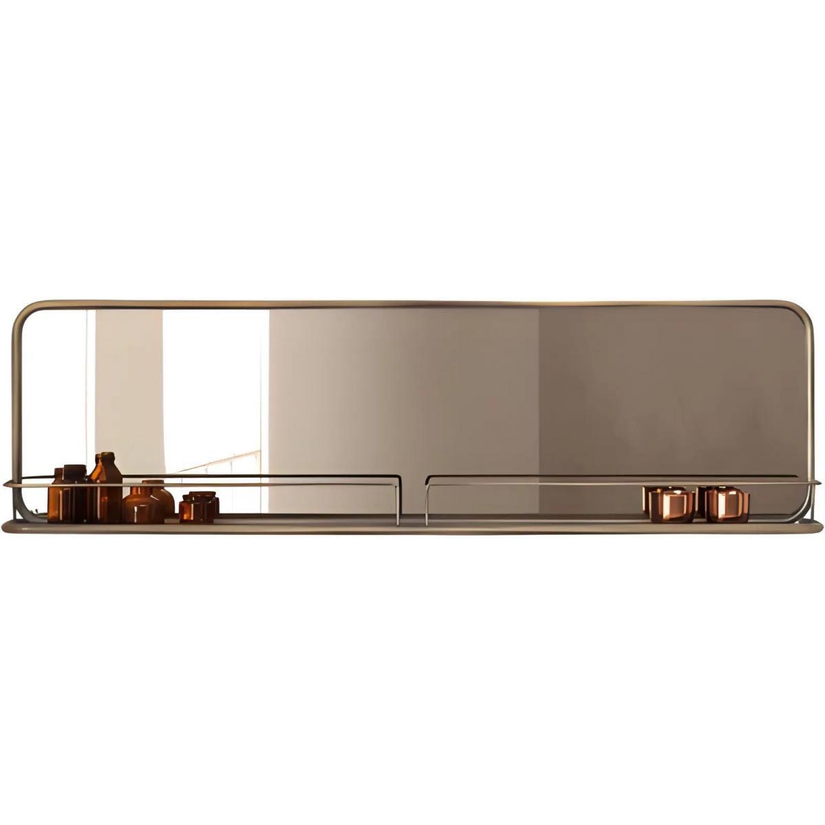 Miroir Mural de Luxe Rectangulaire à Cadre Métallique avec Étagère par Luxury Group International