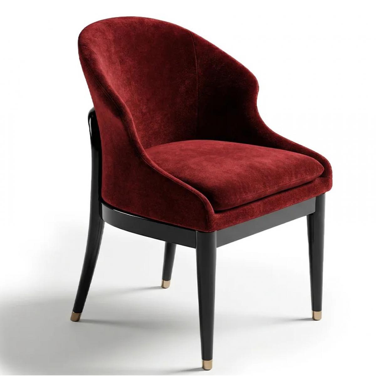 Red Velvet Upholstered Black Metal Frame Luxury Dining Chair by Luxury Group International