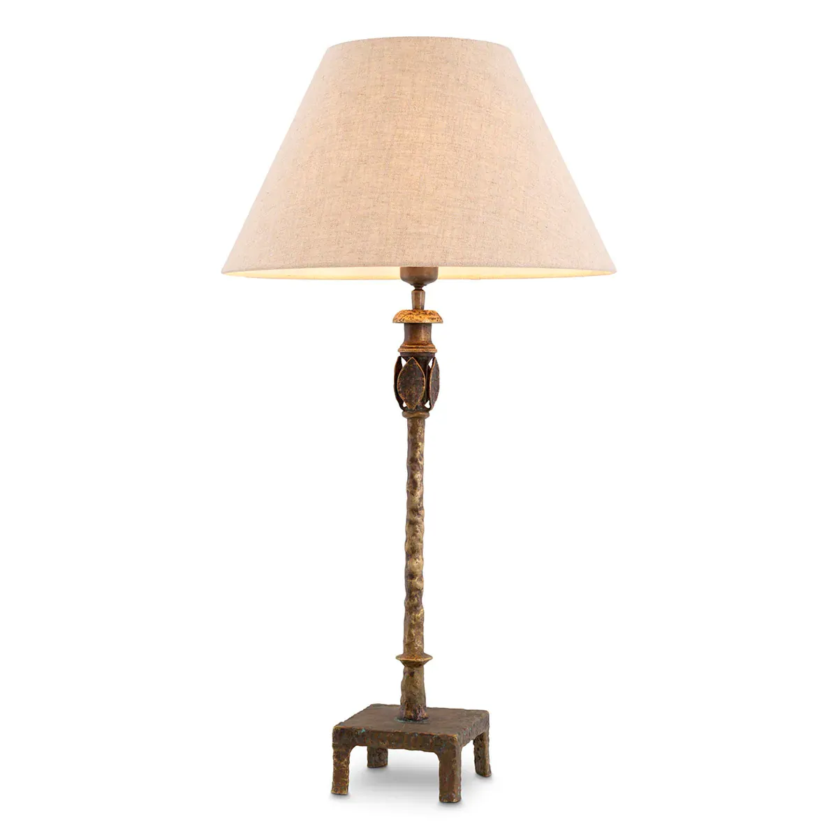 White shade luxury modern Vintage brass finish table lamp by Luxury Group International