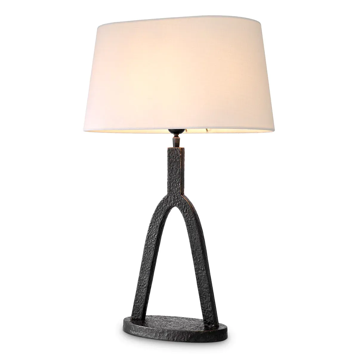 White Shade modern luxury table lamp with black metal frame by Luxury Group International