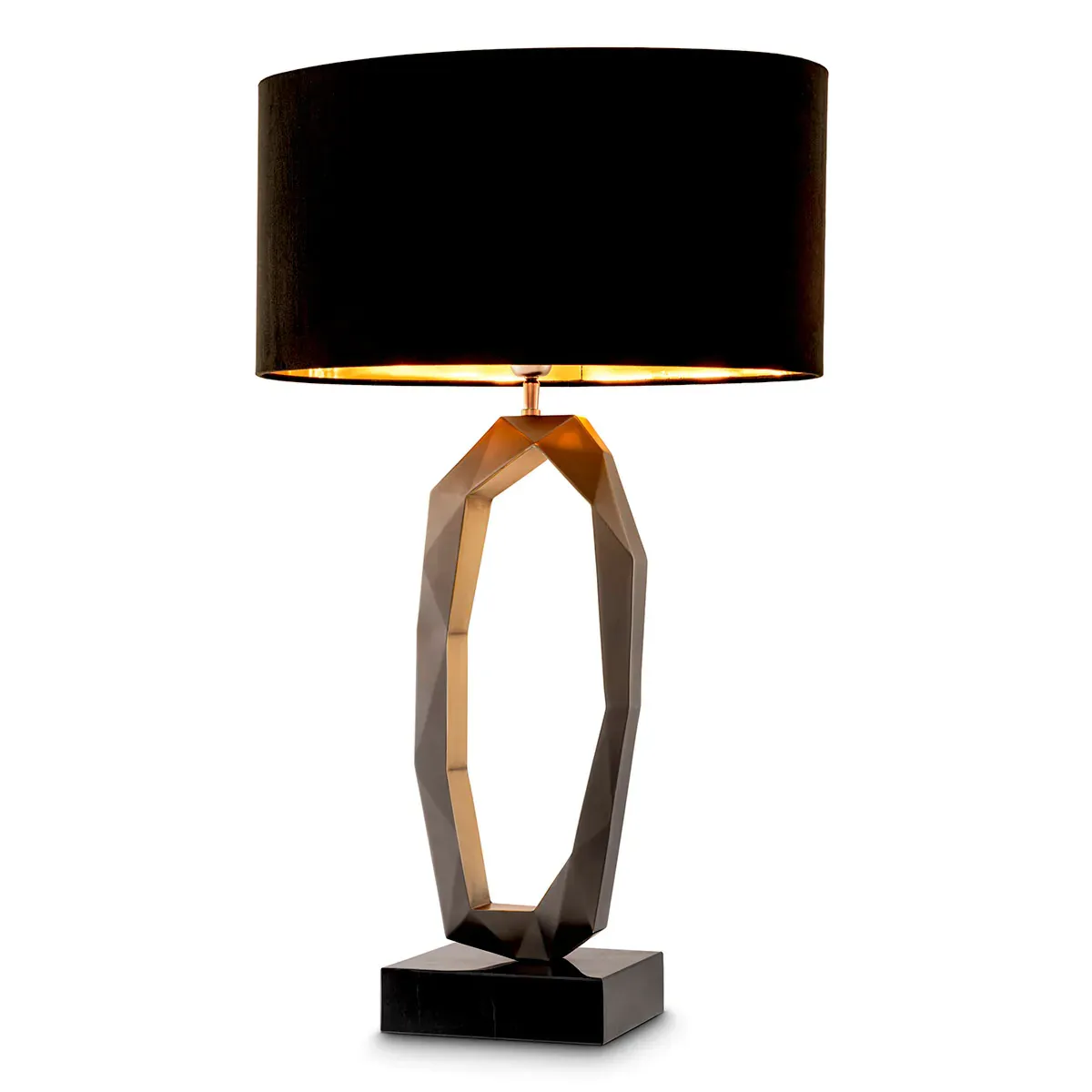 Black lampshade antique brass golden base modern table lamp by Luxury Group International