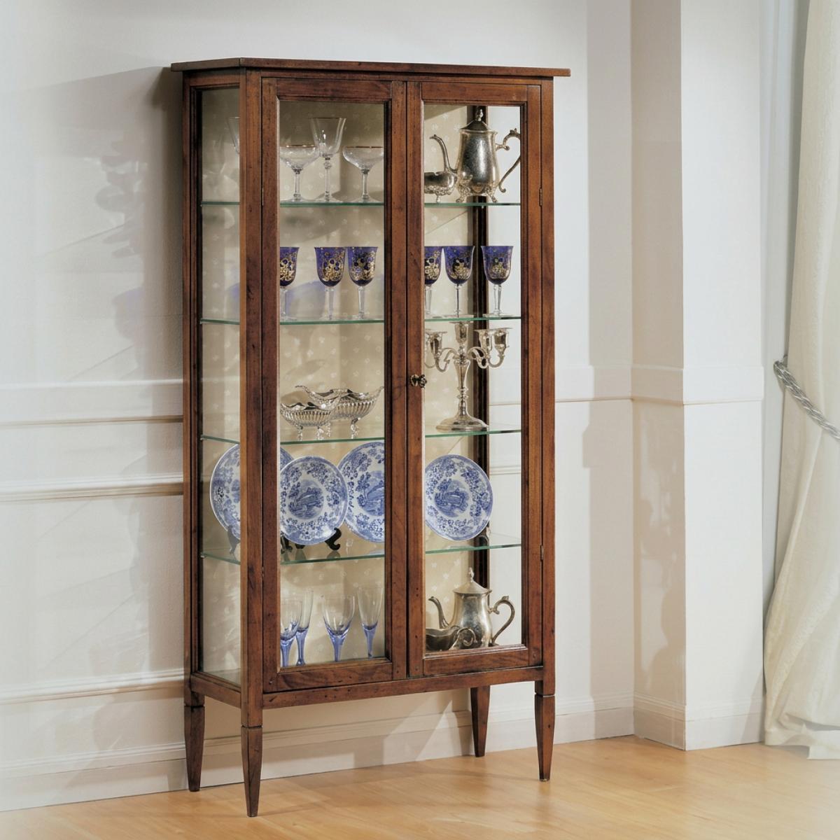 Tall Wooden Baroque Display Cabinet with Dual Glass Doors – Luxury Storage Showcase - Baroque Furniture Front View by Luxury Group International