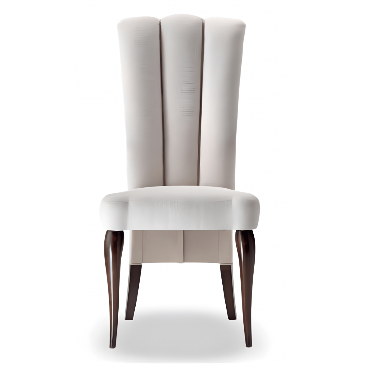Chaise de Salle à Manger de Luxe en Bois à Dossier Haut Triple Canaux avec Revêtement Ivoire - Mobilier de Salle à Manger Vue de face par Luxury Group International