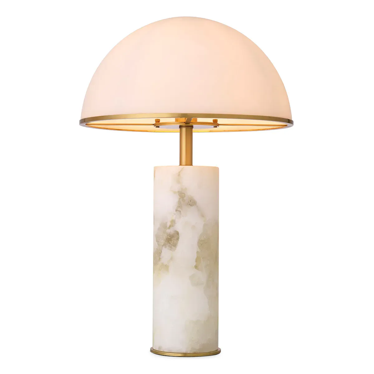 White Marble Modern Shell Luxury Table Lamp with White Glass Shade by Luxury Group International
